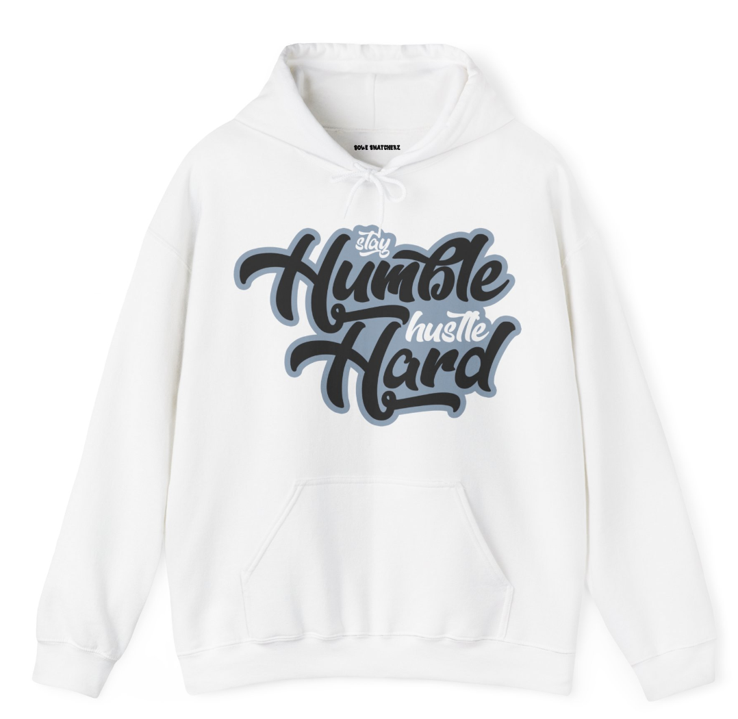 Stay Humble Hustle Hard "Blue Grey" Hoodie White