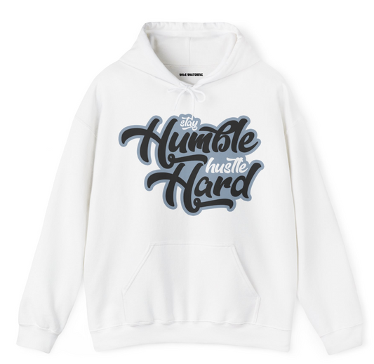 Stay Humble Hustle Hard "Blue Grey" Hoodie White