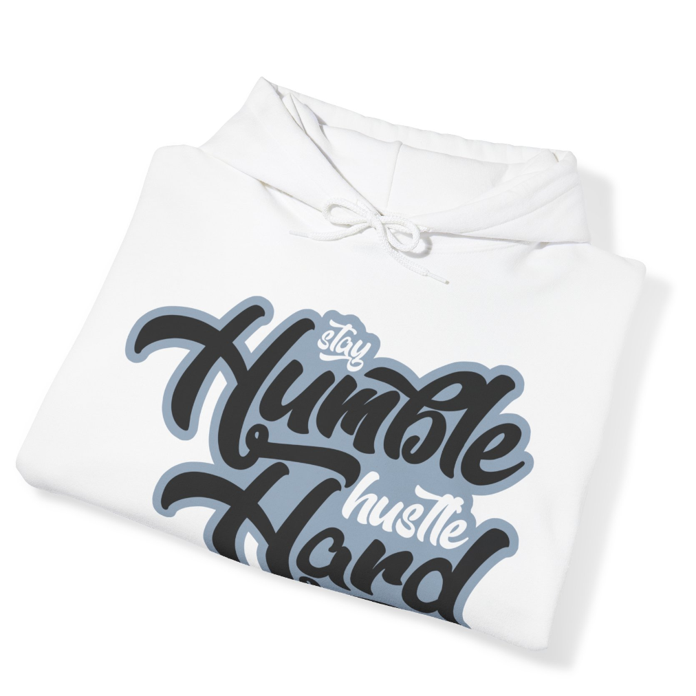 Stay Humble Hustle Hard "Blue Grey" Hoodie White