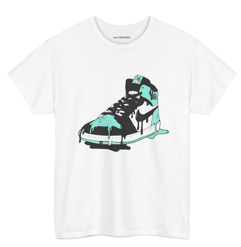 Retro 1 Drip Tee Green Glow White
