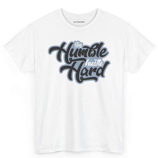 Stay Humble Hustle Hard Tee Blue Gray White