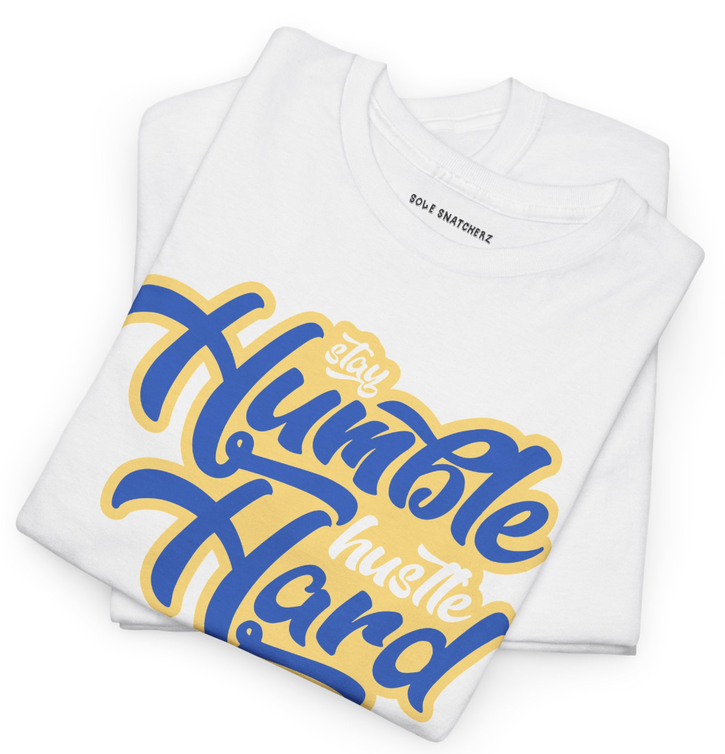 Stay Humble Hustle Hard Canary Tee White