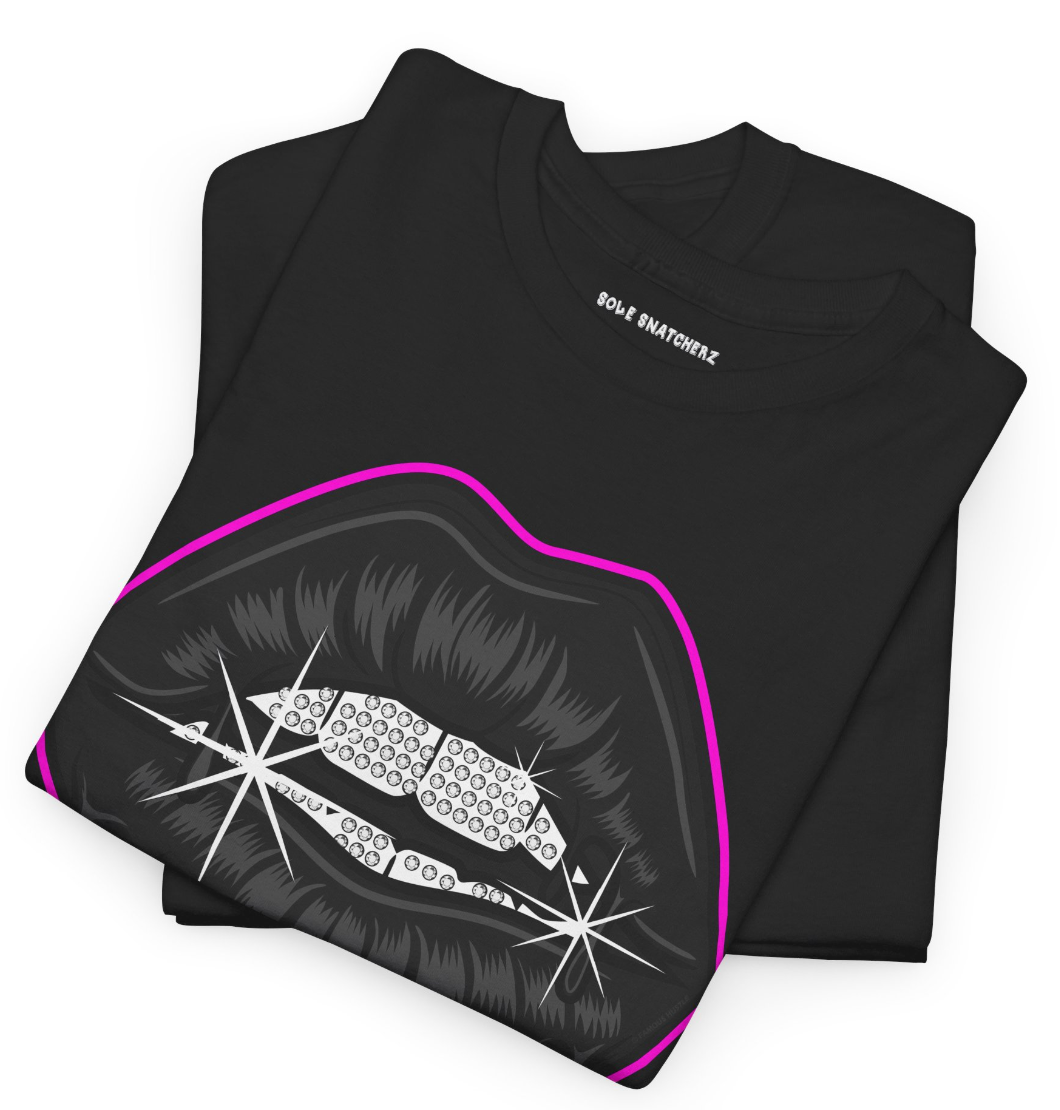 Sole Snatcherz Dripping Lips Pink Tee Black